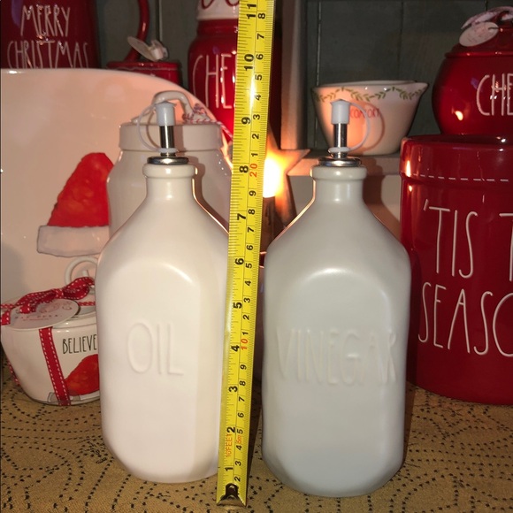 Rae Dunn OIL & VINEGAR Cruet Set (Large White & Gray) - Picture 12 of 12